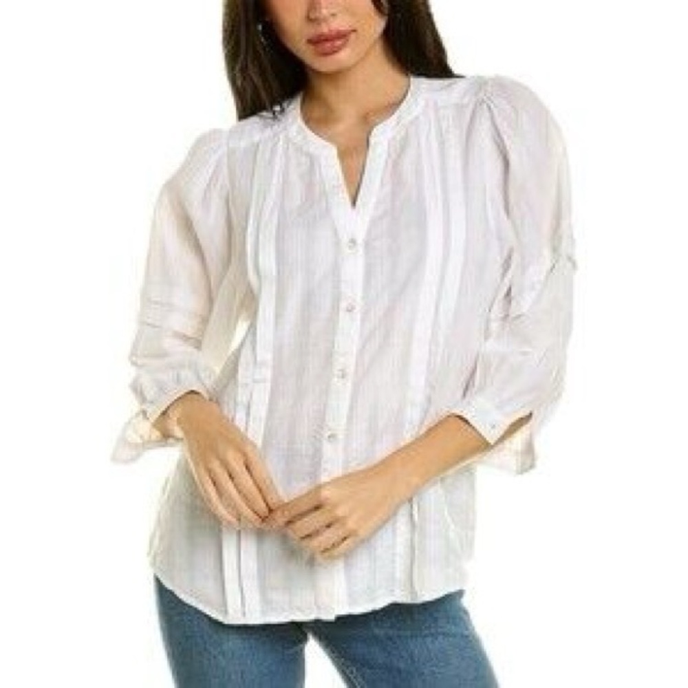 J.McLaughlin White Textured Blouse XS